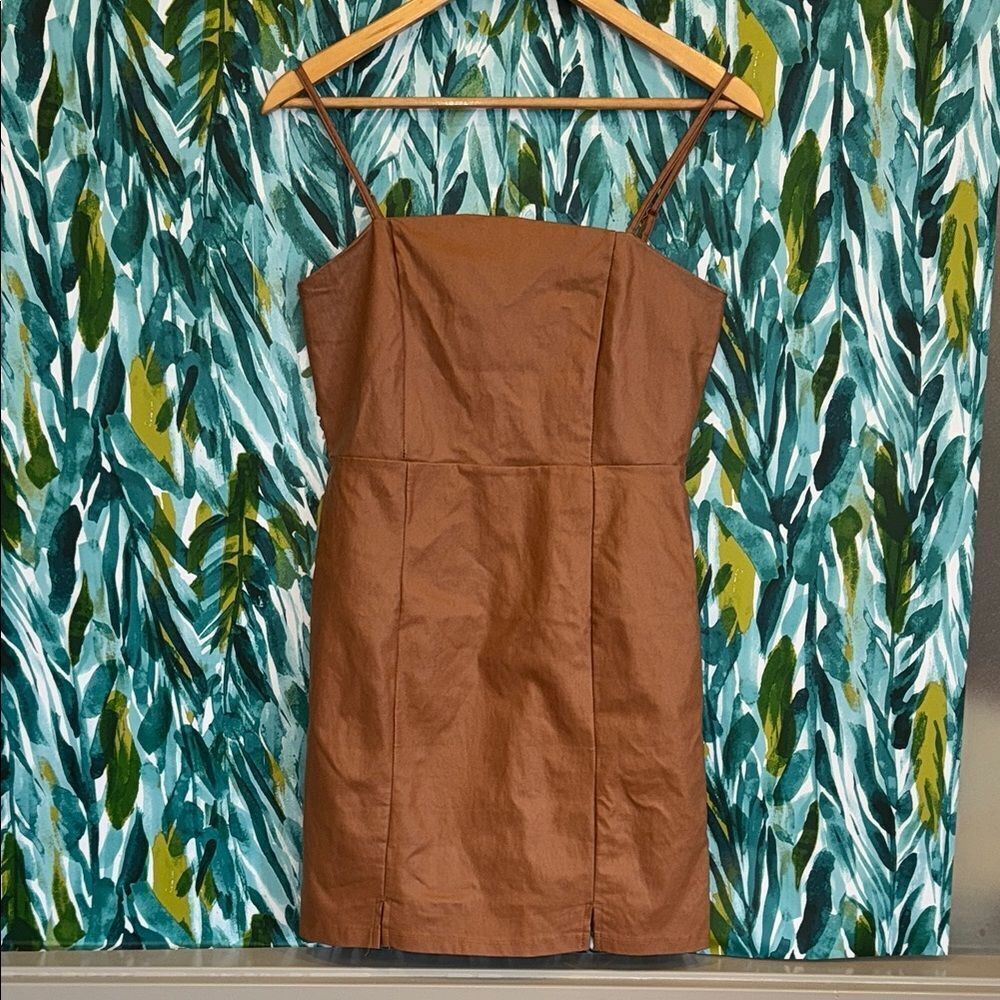 Brown Faux Leather Mini Dress